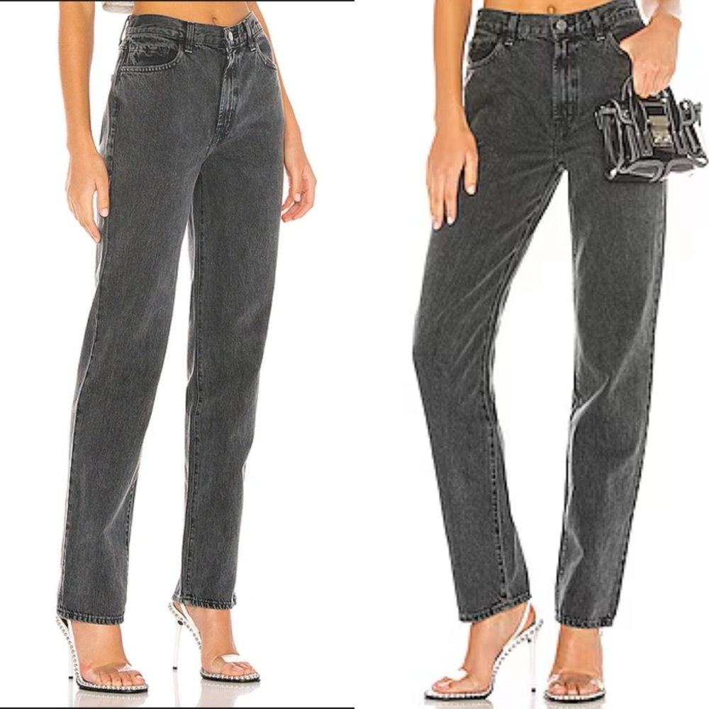 J Brand X Elsa Hosk Elsa Sunday Straight Jean in Faded Black